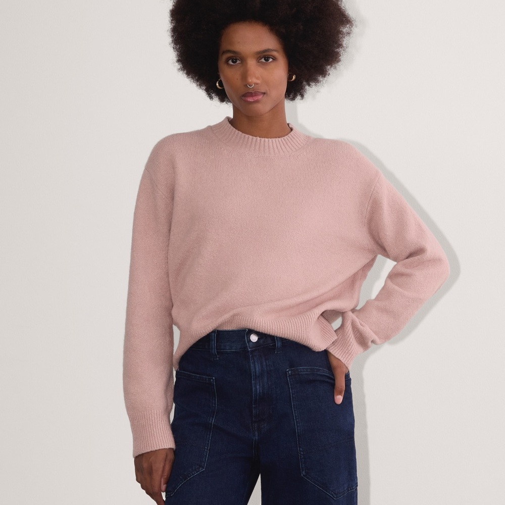 Everlane The Coccoon Crew Sweater In Plush Cotton Wool Alpaca Pink NWT